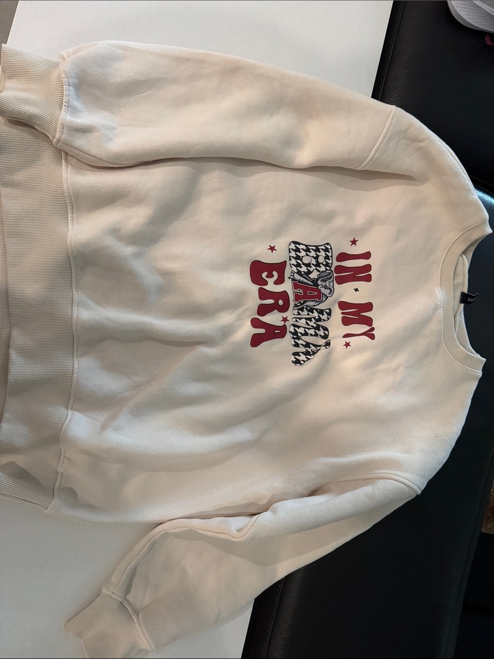 Cream Graphic Sweatshirt with Red Print